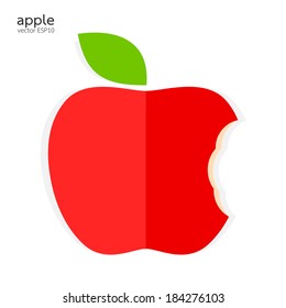 Red bitten apple on white background vector illustration