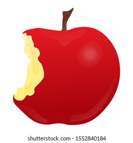 Red Bitten Apple Vector Illustration Isolated in White Background.