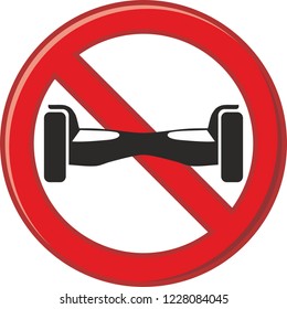 red and blacb color Prohibited of Hover board sign on the white background