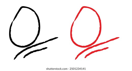 red and black 0 icon emoticon emoji with natural swashes on white background in eps 10.