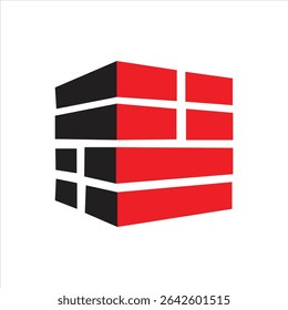Red and black 3d gift box vector illustration