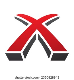 Red and Black 3d Shaped Letter X Icon on a White Background