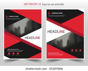 Red black abstract annual report brochure flyer design template vector, Leaflet cover presentation abstract flat background, layout in A4 size