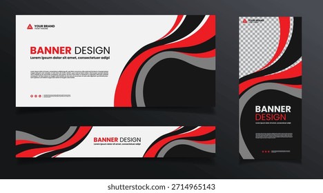 Plantilla de diseño de Anuncio de fondo abstracto negro rojo