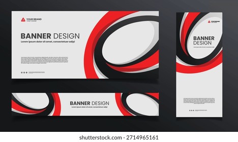 Diseño de Plantilla de Anuncio de fondo abstracto negro rojo