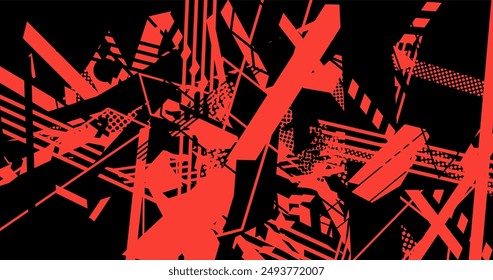 red and black abstract background with halftone vector illustration