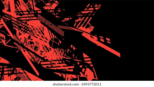 red and black abstract background with halftone vector illustration