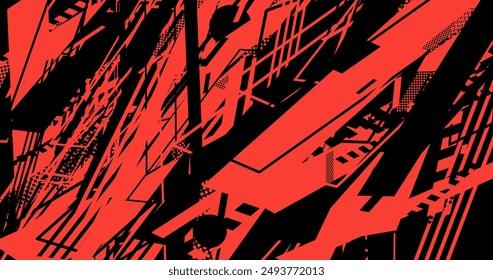 red and black abstract background with halftone vector illustration
