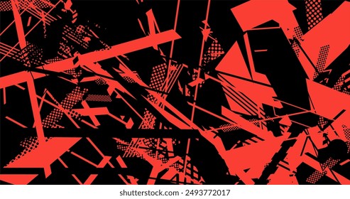 fondo abstracto rojo y negro con Ilustración vectorial de semitono