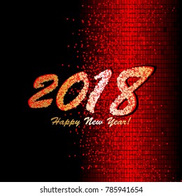 Red black abstract background. Happy New Year 2018
