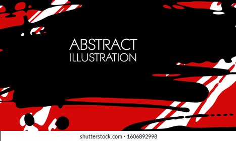 Red and black abstract background with ink splats.