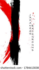 Red and black abstract background with ink splats. Japanese style composition. Aggressive futuristic dynamic background for wallpaper, interior, flyer cover, poster, banner, booklet