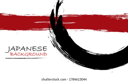 Fondo abstracto rojo y negro con manchas de tinta. Composición de estilo japonés. Fondo dinámico futurista agresivo para tapicería, interior, portada de volante, afiche, banner, folleto