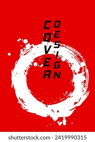 Fondo abstracto rojo y negro con pincel de tinta. Composición de estilo japonés. Fondo dinámico futurista agresivo para tapicería, interior, portada de volante, afiche, banner, folleto.
