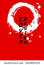 Fondo abstracto rojo y negro con pincel de tinta. Composición de estilo japonés. Fondo dinámico futurista agresivo para el papel pintado, interior, cubierta del volante, póster, bandera, folleto.