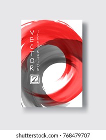 Red and black abstract background with ink splats. Japanese style composition. Aggressive futuristic dynamic background for wallpaper, interior, flyer cover, poster, banner, booklet.