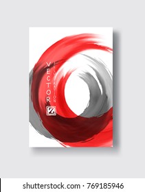 Red and black abstract background with ink splats. Japanese style composition. Aggressive futuristic dynamic background for wallpaper, interior, flyer cover, poster, banner, booklet.