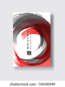 Red and black abstract background with ink splats. Japanese style composition. Aggressive futuristic dynamic background for wallpaper, interior, flyer cover, poster, banner, booklet.