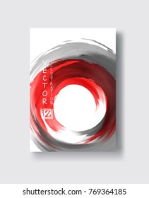 Red and black abstract background with ink splats. Japanese style composition. Aggressive futuristic dynamic background for wallpaper, interior, flyer cover, poster, banner, booklet.