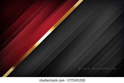 Red and black abstract background. Modern diagonal texture with gold list.