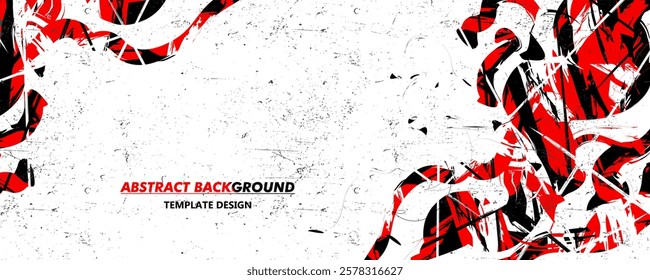Red and Black Abstract Background with Sportly Style and Grunge Effect. Brush Stroke Illustration Vector, Poster. Scratch Texture Elements For Design Template