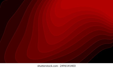 Fondo abstracto rojo y negro con patrón ondulado y tonos degradados, Formas de curva dinámica	