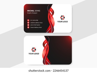 Red and black abstract business card design. Professional and creative business card. Modern and luxury business card. Vector illustration.