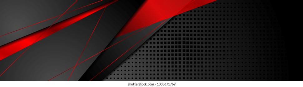 Red And Black Abstract Corporate Banner Design. Vector Technology Background