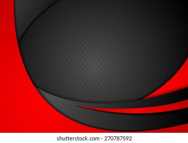 Red and black abstract corporate waves. Vector background