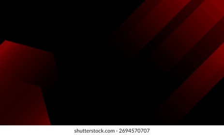 Red and Black Abstract Diagonal Gradient Background with Modern Geometric Design
