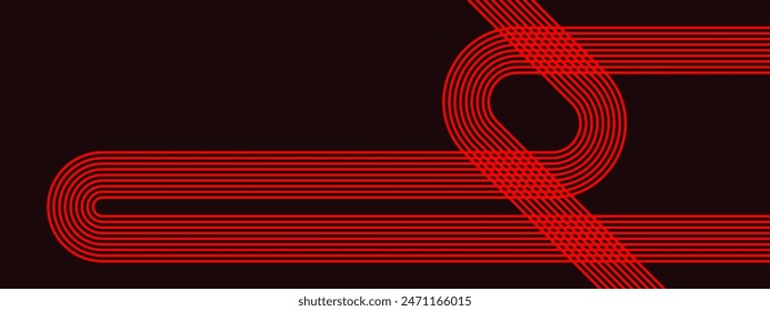 Red and black abstract dynamic banner with shiny geometric lines