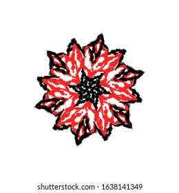 Red and black abstract flower logo or icon. Can be used for design elements vector