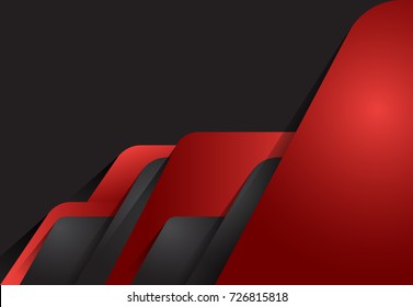 Red and Black abstract geometric material design background  for card, annual business report, poster template