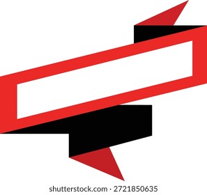 Red and black abstract graphic design elements on white background, dynamic shapes and arrows
