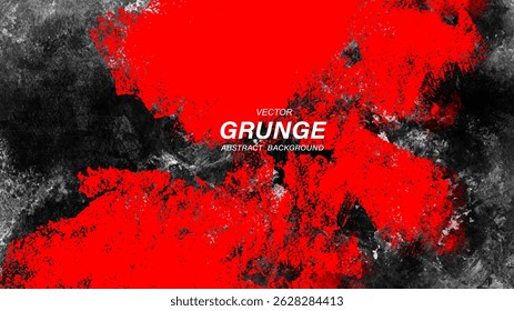Red and black abstract grunge background with paint splatters