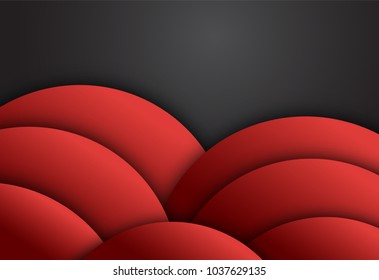Red and Black abstract layer geometric background  for card, annual business report, poster template