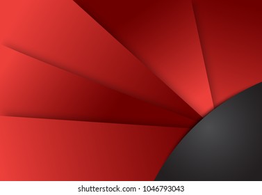 Red and Black abstract layer geometric background  for card, annual business report, poster template