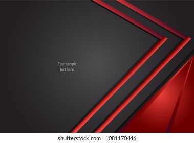 Red and Black abstract layer geometric background  for card, annual business report, poster template