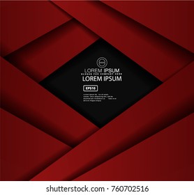 Red and Black abstract layer geometric background for card, annual business report, poster template
