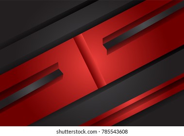 Red and Black abstract layer geometric background  for card, annual business report, poster template