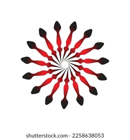 a red and black abstract mandala