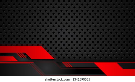 red black abstract metallic frame layout design tech innovation concept background. Vector graphic.