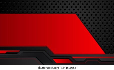red black abstract metallic frame layout design tech innovation concept background. Vector graphic.