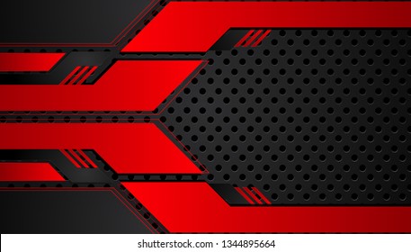 red black abstract metallic frame layout design tech innovation concept background. Vector graphic.