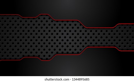 red black abstract metallic frame layout design tech innovation concept background. Vector graphic.