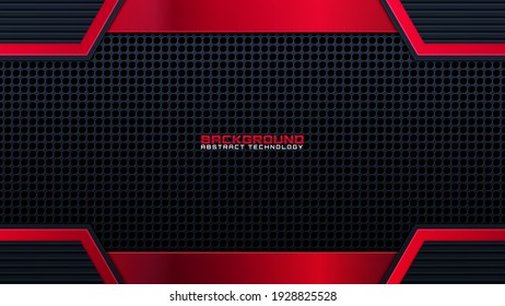 red black abstract metallic frame layout design tech innovation concept background. Vector graphic.