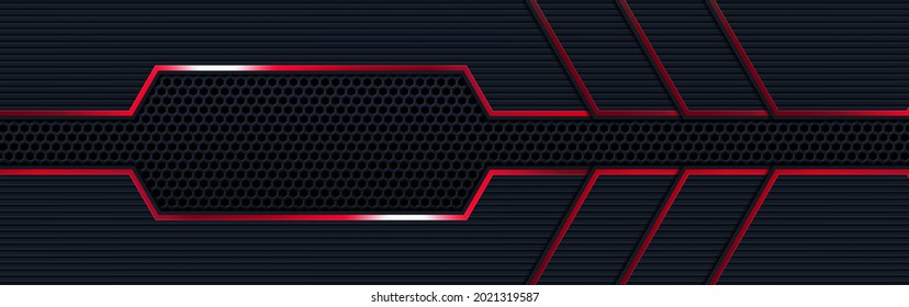 red black abstract metallic frame layout design tech innovation concept background. Vector graphic.