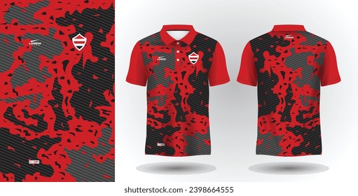 red and black abstract polo sport shirt sublimation jersey template