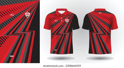 plantilla de jersey de sublimación de camisa deportiva de polo abstracto rojo y negro