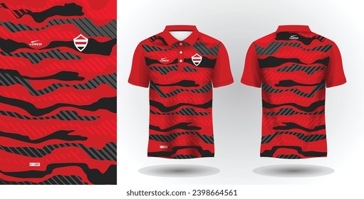 red and black abstract polo sport shirt sublimation jersey template